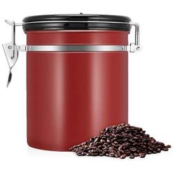 Coffee Bean Container - Coffee Container, Stainless Steel Sealed Airtihgt Kitchen Storage Cansiter (Color : Red)