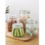HOMELUNY Set of 4 Kitchen Food Airtight Jars Round Clear Glass Storage Jars Storage Containers Enzyme Jars for Candy, Cookie, Rice, Sugar,Flour,Snacks Keeping Food Dry & Fresh Round 450ML