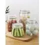 HOMELUNY Set of 4 Kitchen Food Airtight Jars Round Clear Glass Storage Jars Storage Containers Enzyme Jars for Candy, Cookie, Rice, Sugar,Flour,Snacks Keeping Food Dry & Fresh Round 700ML
