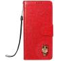 Soft PU Leather Wallet Case for Huawei Mate 20,Flip Stand Case for Huawei Mate 20,Moiky Classic Retro Red 3D Owl Design Solid Color Purse Folio Magnetic Cover with Wrist Strap