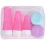 Sankuwen Silicone Travel Bottles Containers Portable Refillable Squeezable Empty Cosmetic Toiletry Containers with Cream Jars,Set of 5