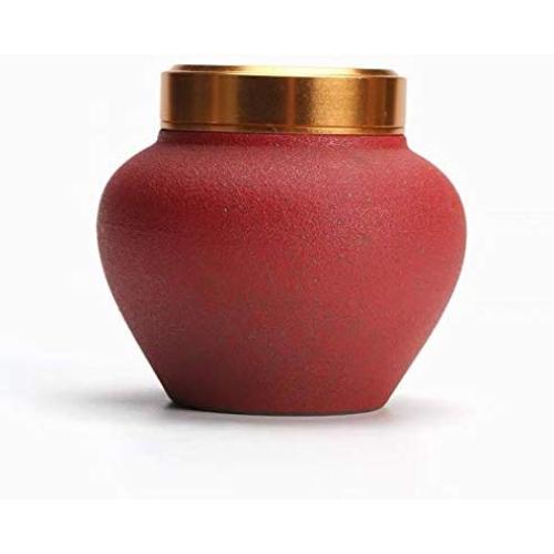 Ceramics Storage Jar, Tea Canister with Airtight Lid for Tea Coffee Herb Spices Sugar and More (Red)