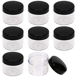 Shapenty 8PCS Plastic Cream Sample Containers Round Makeup Cosmetics Pot Jars Bottle with Lid for Homemade Lip Scrubs Balm Nail Dip Powder Skin Care Beauty Product Travel Storage (20g, Black)