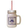 Navy Where Thou Are That Is Home Frosted Glass Mason Jar With Straw