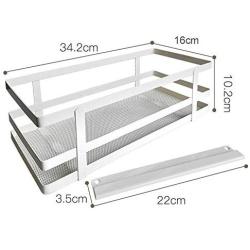 Spice Rack Wall Mount Holder Single Self Adhesive With Protection Railing Herb Storage Jar Organizer Steel Container For Kitchen Bathrooms Cabinet White Cabinet Storage (Size : C)