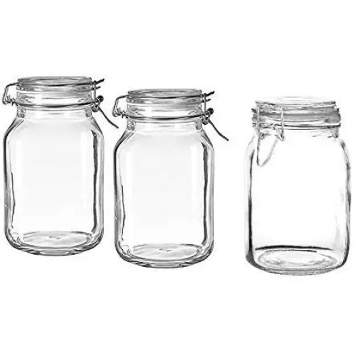 S/3 Glasbehälter mit 2,2 L Fassungsvermögen und Edelstahl-Verschlussdeckel