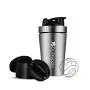 Dr. Vorbereitung Protein-Rührbecher, Edelstahl Sportwasserflasche mit BPA-freiem Griff, läufte dichleuchter, Lagerbehälter und Rührball für Fitnessstudio Silber, 20 Ounzen