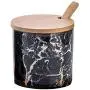 Ceramics Black Marbling Pepper Shape Sugar Salt Pepper Storage Jar with Lid And Spoon Ceramics Black Marbling Pepper Shape Sugar Salt Pepper Storage Jar with Lid And Spoon