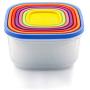 Yudesun Reusable Food Storage Boxes - 7PCS Square Storage Jars Rainbow Coloured Plastic Tubs Microwave Freezer Box Ideal for Lunches and Meal Prep