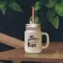 Green My GrandpaS Ride Frosted Glass Mason Jar With Straw