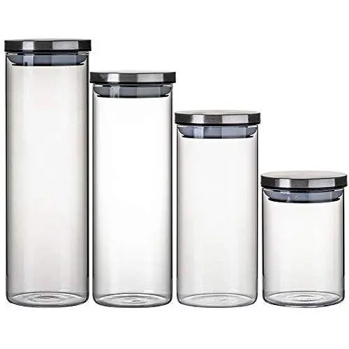 Glass Sealed Jars, Kitchen Household Grain Storage Tanks, Storage Spices/Pasta/Oatmeal/Flower Tea