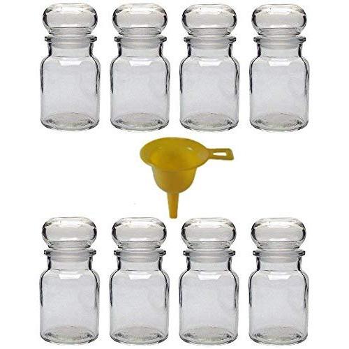 Viva Haushaltswaren Glass jar with Glass stoppers, Round Stopper, Candy jar, Tea Caddy, Collecting Glass, etc. usable (Including a Scoop), Glass, Yellow, 8 x 150ml