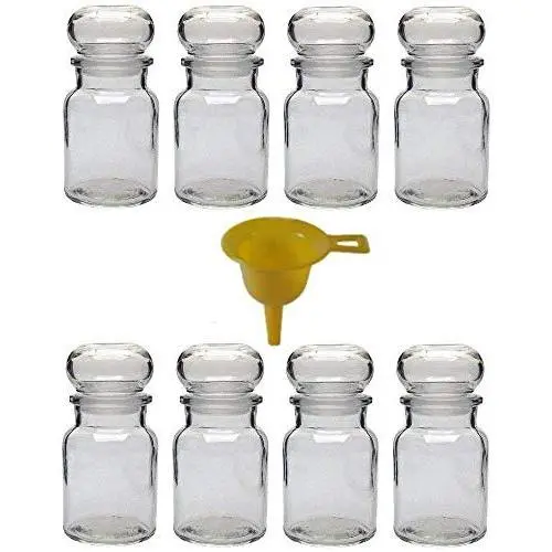 Viva Haushaltswaren Glasbehälter mit Glasstopfen, Rundstopfen, Süßigkeitenbehälter, Teebehälter, Sammelglas etc. verwendbar (inkl. Scoop), Glas, Gelb, 8 x 150ml