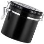 joyMerit Stainless Steel Airtight Canister with Vent Valve＆ Date Tracker Wheel and Locking Clamp for Kitchen, Coffee Ground Vault Jar, Black, 800ml/ 27-ounce