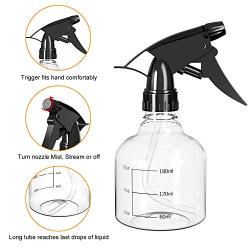 6 Pack Plastic Spray Bottle 8 oz /250ml Adjustable Nozzle Empty Spray Bottles for Cleaning Solutions with Black Trigger Sprayer