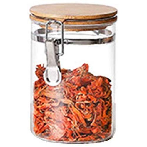 Durogs Food Storage Jar Glass Food Storage Jar with Airtight Seal Bamboo Lid Snap-Fit Glass Canister
