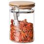 Durogs Food Storage Jar Glass Food Storage Jar with Airtight Seal Bamboo Lid Snap-Fit Glass Canister
