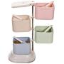 Osye Natural Wheat Seasoning Rack Spice Pots 4-Piece Storage Container Condiment Jars