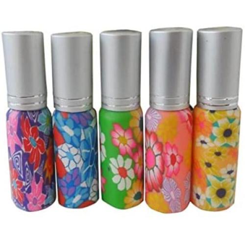 5PCS 10ml Random Color Empty Glass Perfume Spray Bottles Refillable Essential Oil Cosmetic Makeup Perfume Storage Jars Pot Atomizer Container Toner Water Liquids Bottle