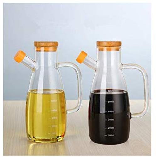 1PC 650ml Large Capacity Transparent Soy Sauce Vinegar Oil Pots High Borosilicate Glass Seasoning Bottles Kitchen Tools