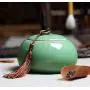 Keramik-Aufbewahrungsgläser und -gefäße, chinesischer Keramik-Food-Box mit Deckel, hochwertiger Crackle-Glasur, Longquan Celadon Keramik Teebehälter Tee-Dose Tee-Porzellan-Behälter | von HUDITOOLS | 1 Stück