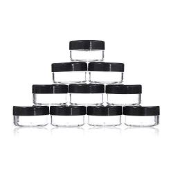 Zilong 10PCS Portable Plastic Transparent Bottles,Cream Empty Jar Box,Cosmetic Beads Storage Pot Container Round Bottle Black