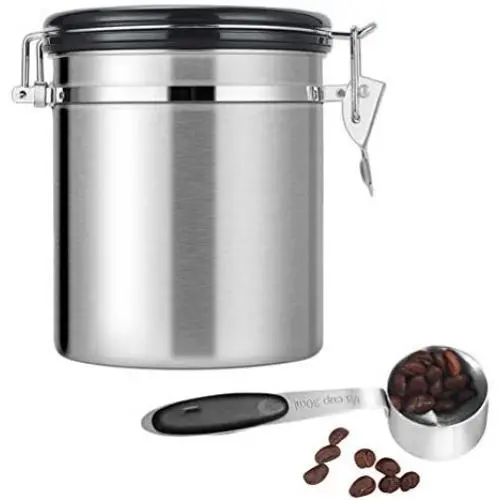 Conteneur Portable en Inox 1500ml Étanch Airtight avec Cuillère pour Graines de Café Conteneur Portable en Inox 1500ml Étanch Airtight avec Cuillère pour Graines de Café