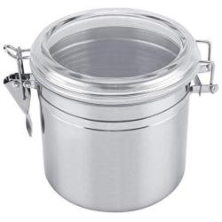 Airtight Coffee Container,ASHATA Stainless Steel Coffee Bean Storage Jars Vacuum Sealed Storage Jar for Sugar Tea Bean with Clear and Transparent Cover(M)