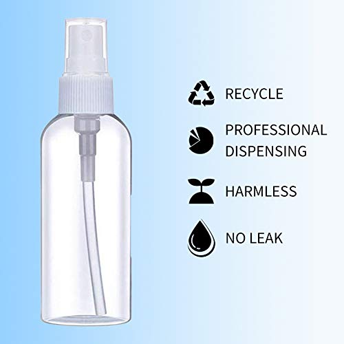 (12 PCS) 3.4oz/ 100ml Plastic Clear Spray Bottles,Refillable Fine Mist Sprayer Bottles Makeup Cosmetic Atomizers Empty Small Spray Bottle Container for Essential Oils, Travel, Perfumes,12PCS