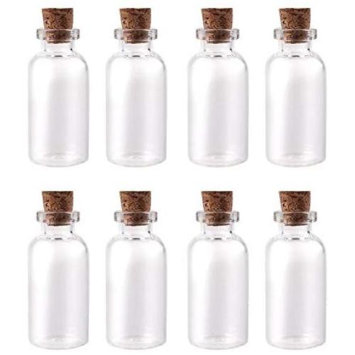 Yalulu 20Pcs Middle Size 25ml Clear Glass Jars Bottles with Cork Stoppers for Arts & Crafts, Projects, Decoration, Party Favors