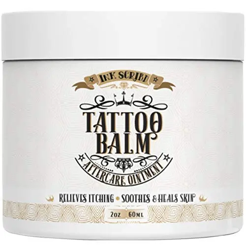 Premium Tattoo Aftercare Healing Balm Ointment - Ink Scribd - Relieves Itching, Soothes, Heals - Tattoo Intensifying Cream with All Natural and Anti-inflammatory Herbal Ingredients - Tattoo Care (2oz)