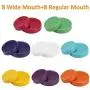 Yeldou Plastic Lids for Ball, Kerr Mason Jar and More w/Silicone Rings - 8 Regular Mouth & 8 Wide Mouth - Food Grade Colored Plastic Storage Caps fir Mason/Canning Jars- Anti-Scratch Resistant Surface