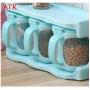 ATK Plastic Clear Seasoning Rack Spice Pots - 3 Piece Acrylic Seasoning Box - Storage Container Condiment Jars - Cruet with Cover - Spice Jars Dispenser For Salt Sugar