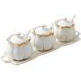 Kitchen seasoning box/Ceramic Condiment Storage Container with Pallet Salt jar Three-Piece Set (Color : A)