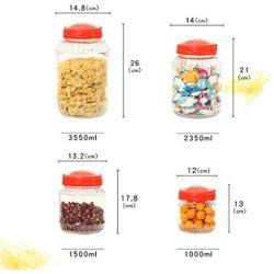 Tragbarer, versiegelter Glasbehälter für Lebensmittel, Getreide, Honig, Süßigkeiten, Trockenfrüchte, Snacks, Aufbewahrungs- und Dispenserbehälter (Größe: 1500ml)