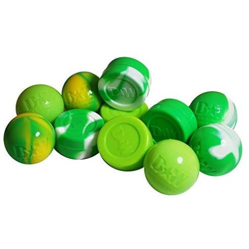 25 Assorted Green Mix Non-Stick Silicone Container Ball & Jars + 4" Wax Carving Tool Set