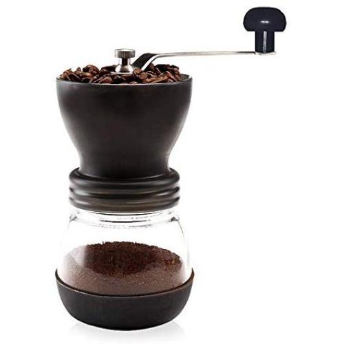 ZHCSS Manual Coffee Grinder with Ceramic Burrs Coffee Container Stainless Steel Handle and Silicon Cove with Storage Jar Quiet and Portable, Manual Grinding Machine