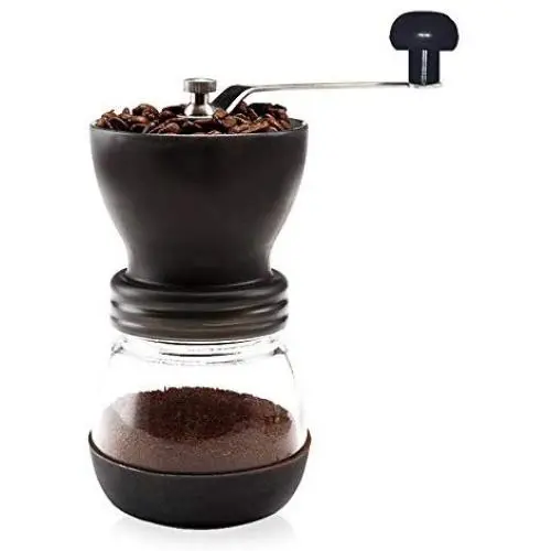 ZHCSS Manual Coffee Grinder with Ceramic Burrs Coffee Container Stainless Steel Handle and Silicon Cove with Storage Jar Quiet and Portable, Manual Grinding Machine