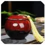 Boîte de rangement à thé en céramique, coffret à thé chinois avec pompon imprimé, pour organisation des poudres de thé ou de café, rouge Boîte de rangement à thé en céramique, coffret à thé chinois avec pompon imprimé, pour organisation des poudres de thé ou de café, rouge