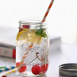 Jar with Lids Glass Bottle Ice Cream Fruit Installed Cold Drink Water Bottles Straw Storage,473ml