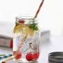 Jar with Lids Glass Bottle Ice Cream Fruit Installed Cold Drink Water Bottles Straw Storage,473ml Jar with Lids Glass Bottle Ice Cream Fruit Installed Cold Drink Water Bottles Straw Storage,473ml