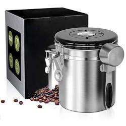 Coffee Canister Stainless Steel Coffee Canister Airtight With Scoop Large Coffee Canister Sets For The Kitchen (1 Lb) GYJ