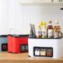 Seasoning Rack Spice Pot Box Storage Container Condiment Jar Kitchen Home Tool Unique Racks Design to Secure Jars - Set of 3 Spices & Seasoning Shelf Storage in Kitchen, Pantry, Cupboard. (Blue)