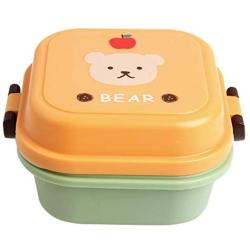 Kitchen Food Storage Jar Airtight Food Storage New Cute Cartoon Lunch Box Food Container Storage Portable Bento Spoon School (Color : Yellow)