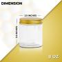 Plastic Jars With Lids, 8 Oz, Clear Jar With Smooth Lids Storage Containers For Cosmetics, Travel, Cream, Makeup, Slime Storage Jars, Desert Containers. screw On Smooth Cap. (PACK OF 6) (Gold)