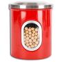 EASEASE Airtight Window Kitchen Canisters with Fingerprint Resistant Lids (Set of 3). (Red)