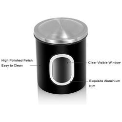 MLO E-CO Canisters Sets for Tea Coffee Sugar Food Canisters with Airtight Lids, 3-Piece Set (Black)