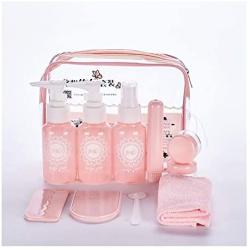 Travel Supplies Portable Sub-Bottle Set Cream Jar Spray Bottle Refillable Dispensing Tool Cream Lotion Cosmetic Container (Color : Pink, Material : Plastic)