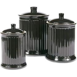 OmniWare Simsbury Black Stoneware Canister, Set of 3