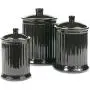 OmniWare Simsbury Black Stoneware Canister, Set of 3 OmniWare Simsbury Black Stoneware Canister, Set of 3